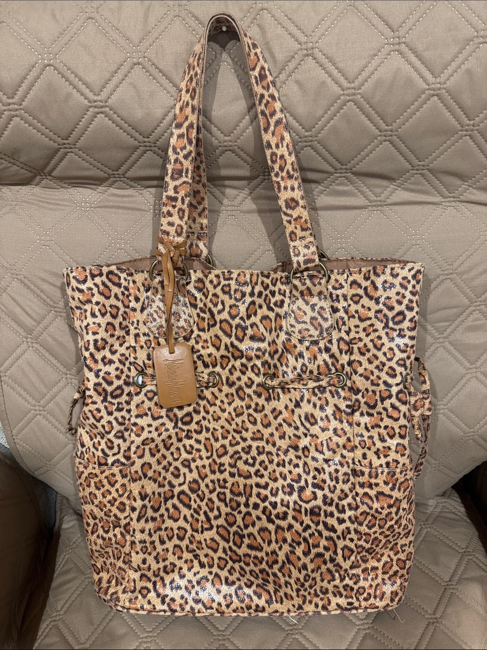 Neiman Marcus Leopard Print Tote in Brown and Black